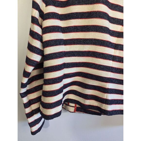 CAbi Women Cruise Jacket small Nautical Stripe Blazer  Cream/Navy Size 6 - Picture 12 of 12